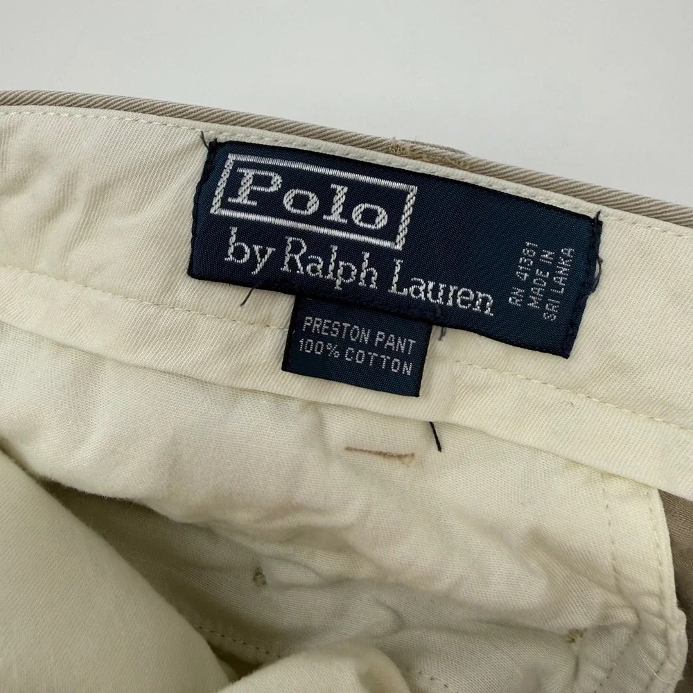 Polo Ralph Lauren Preston Pant‎ Mens 34x31 Khaki Tan Cotton Twill Chino Straight